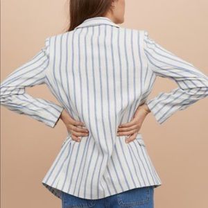 White and blue striped blazer